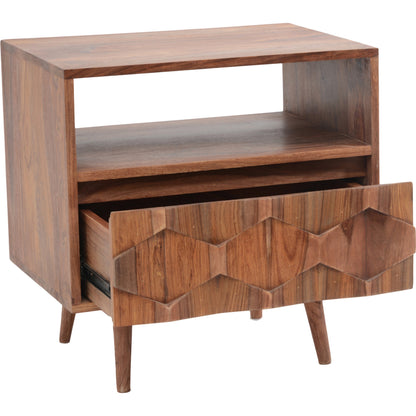 O2 Nightstand by Moe's Home Collection in natural. Made from sheesham wood, iron allen bolts in a modern style.