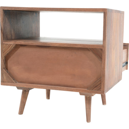 O2 Nightstand by Moe's Home Collection in natural. Made from sheesham wood, iron allen bolts in a modern style.