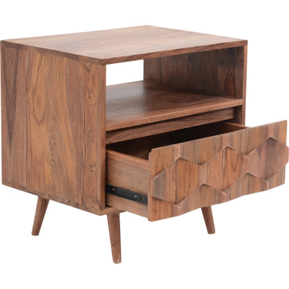 O2 Nightstand by Moe's Home Collection in natural. Made from sheesham wood, iron allen bolts in a modern style.