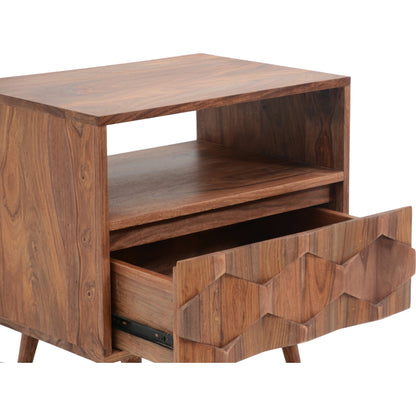 O2 Nightstand by Moe's Home Collection in natural. Made from sheesham wood, iron allen bolts in a modern style.