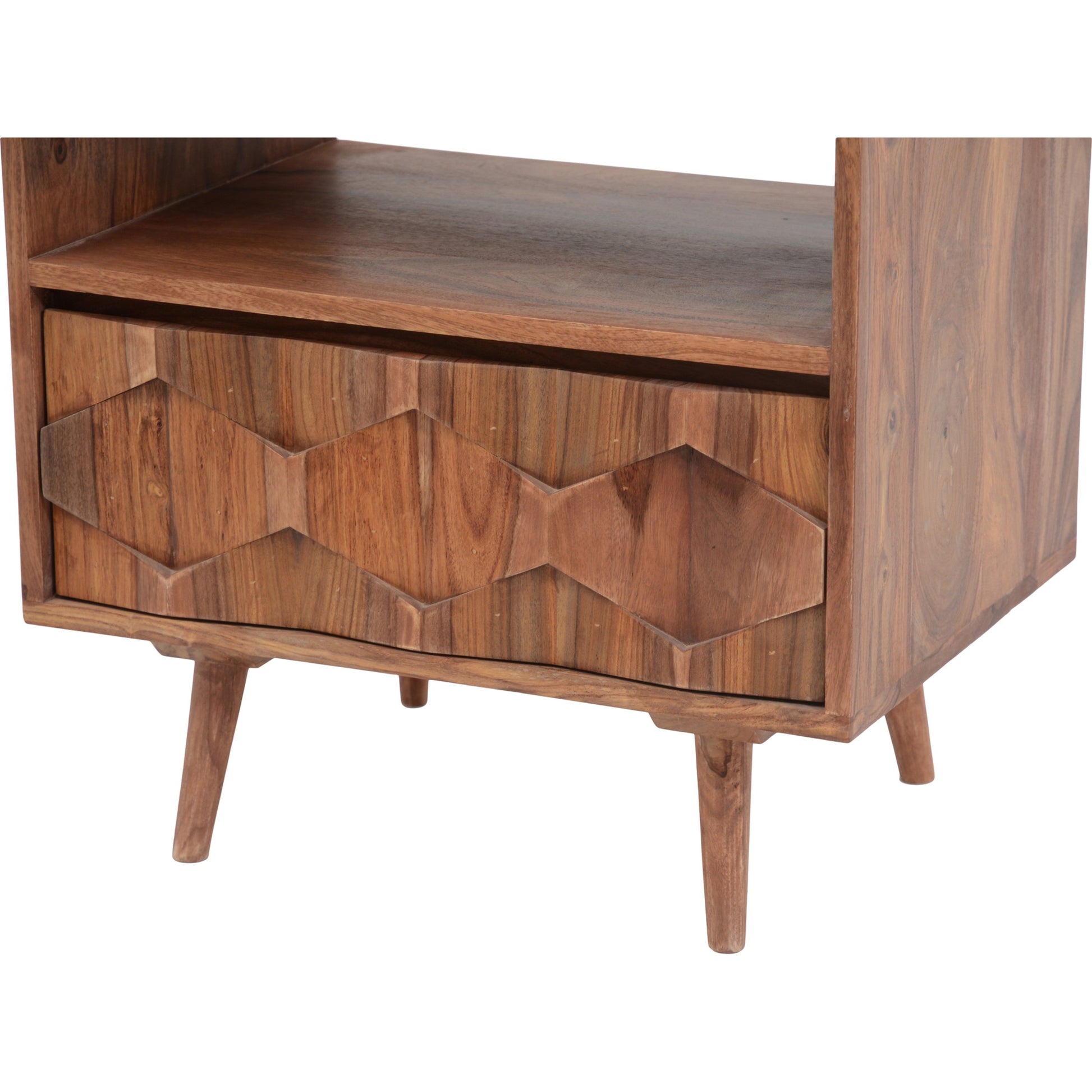 O2 Nightstand by Moe's Home Collection in natural. Made from sheesham wood, iron allen bolts in a modern style.