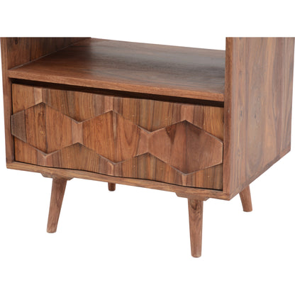 O2 Nightstand by Moe's Home Collection in natural. Made from sheesham wood, iron allen bolts in a modern style.