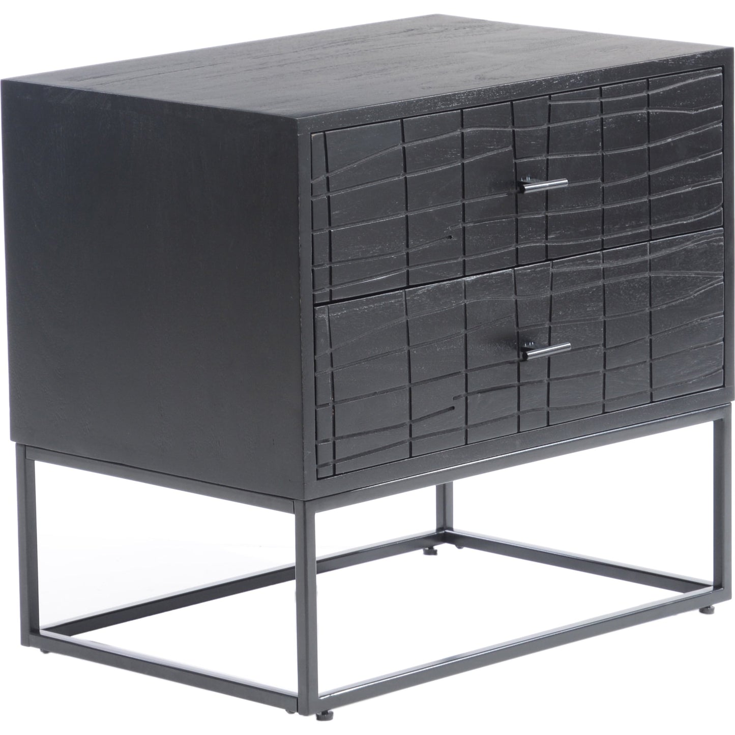 001 SR-858318 | Primary Silo | Atelier Nightstand by Moe's Home Collection in black. Made from solid acacia case, iron legs in a modern style.