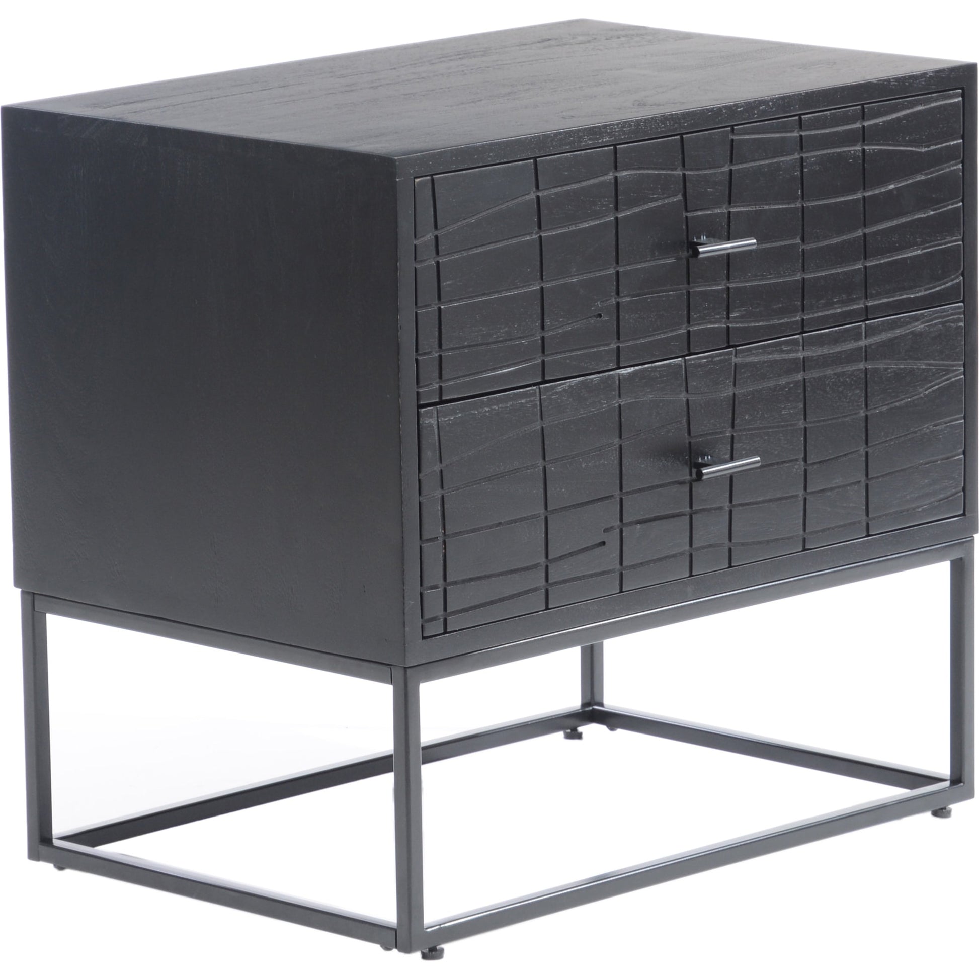 Atelier Nightstand by Moe's Home Collection in black. Made from solid acacia case, iron legs in a modern style.