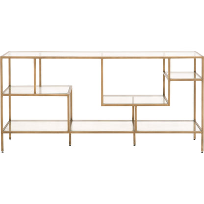 Beakman Bookcase by Essentials For Living in brass, clear. Made from metal, glass in a transitional style.