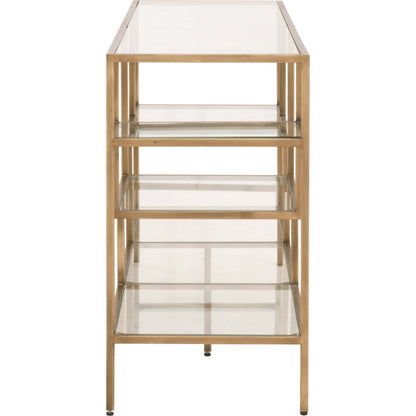 Beakman Bookcase by Essentials For Living in brass, clear. Made from metal, glass in a transitional style.