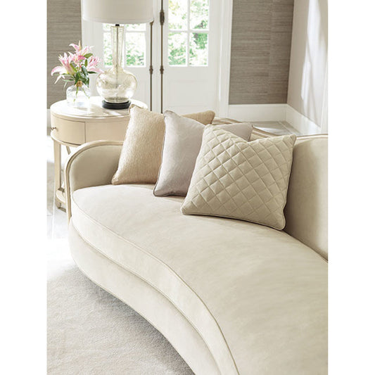 Contemporary Cabriole Sofa by Caracole in natural and blush taupe. Made from birch in a modern style.