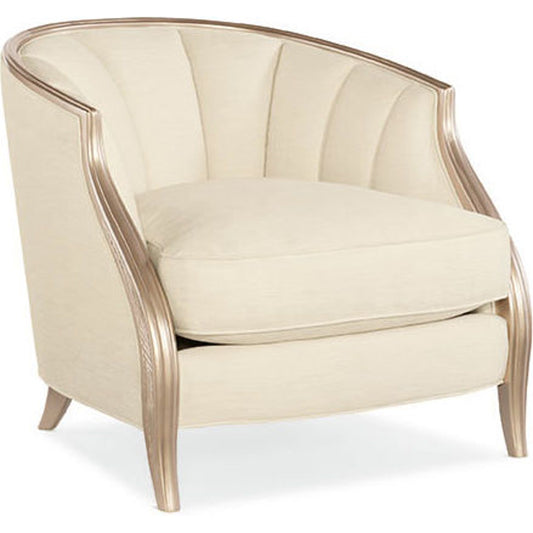 Channel Tufted Lounge Chair by Caracole in natural and blush taupe. Made from birch in a transitional style.