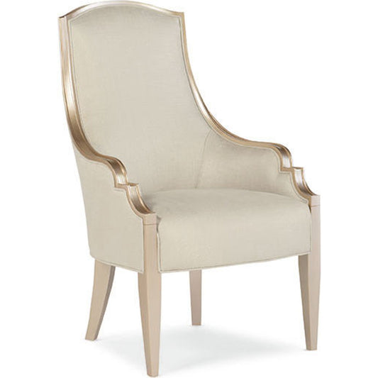 High Back Arm Chair by Caracole in taupe and blush taupe. Made from birch in a transitional style.