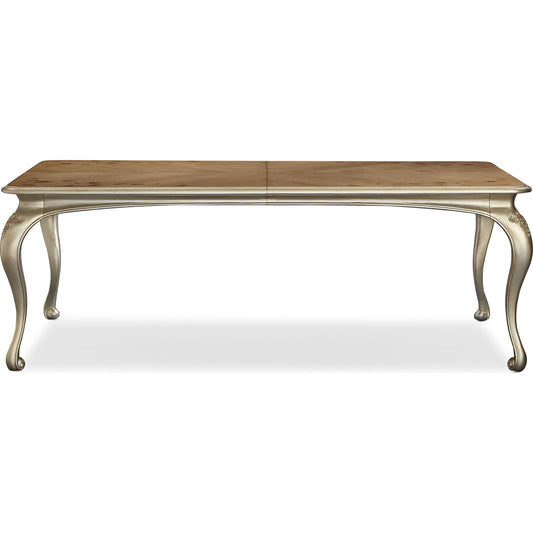 Rectangle Dining Table by Caracole in champagne mist and cendre, champagne mist. Made from asian hardwood, bleached flat cut walnut in a transitional style.