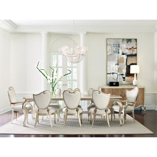 Rectangle Dining Table by Caracole in champagne mist and cendre, champagne mist. Made from asian hardwood, bleached flat cut walnut in a transitional style.