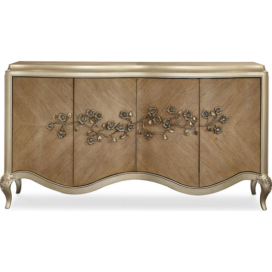 Buffet by Caracole in champagne mist and cendre, champagne mist. Made from asian hardwood, bleached flat cut walnut in a transitional style.