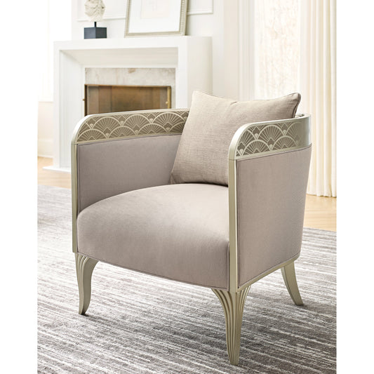 Lillian Accent Chair by Caracole in cream and stone manor, soft radiance. Made from birch in a modern style.