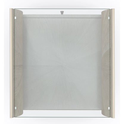 Lillian Rectangle End Table by Caracole in natural and stone manor, ivory wash, soft radiance. Made from birch, koto, figured sycamore in a unique style.