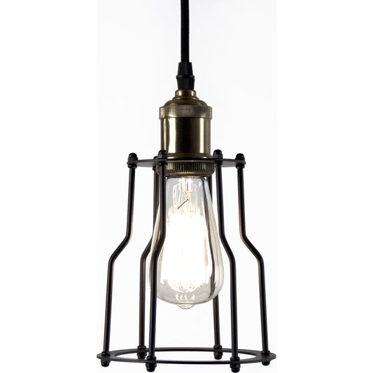 Aldric Hanging Light by Zentique in antique brass, black and metal. Made from metal in a modern style.