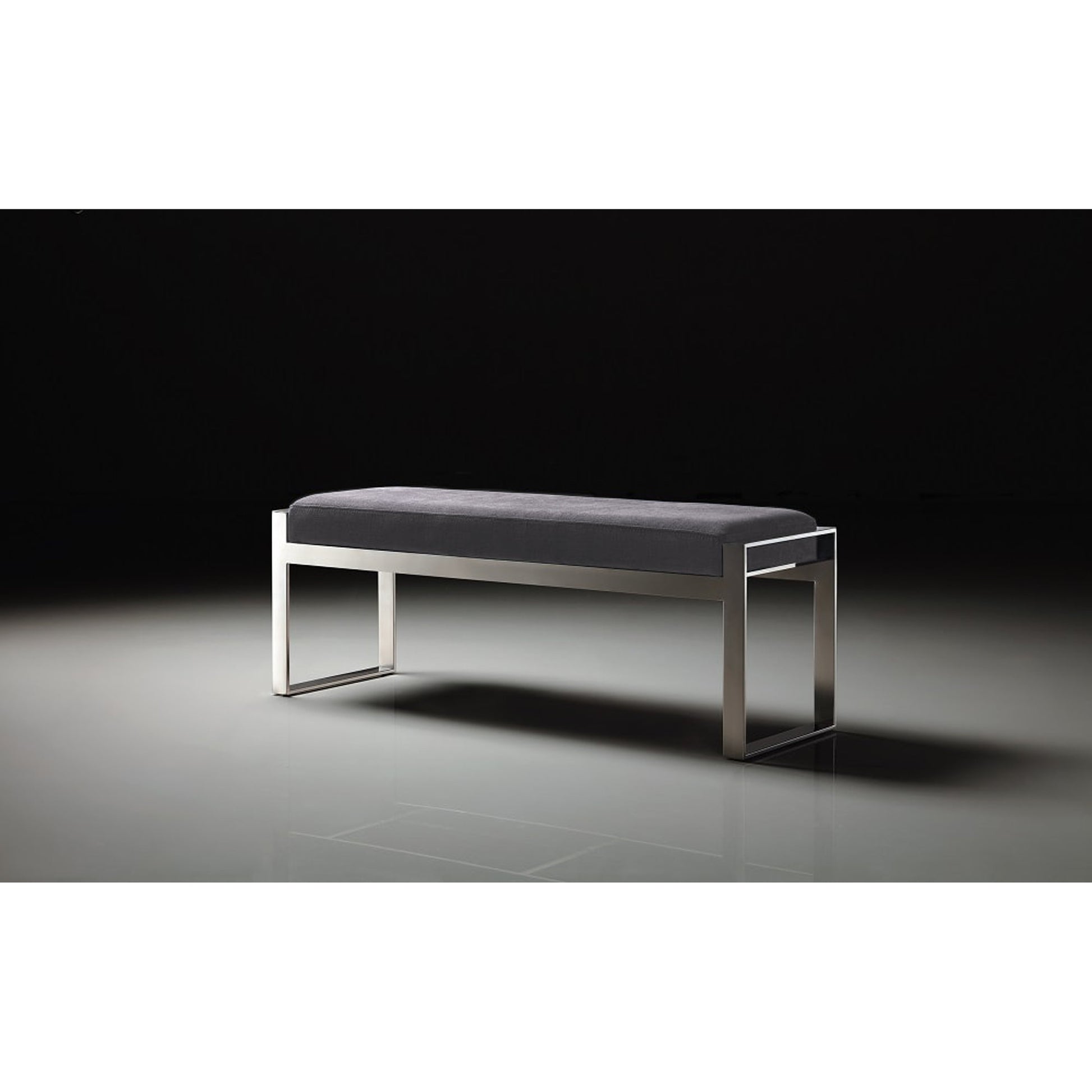 Luxe Ottoman by Pasargad Home in chrome. Made from unique in a modern style.