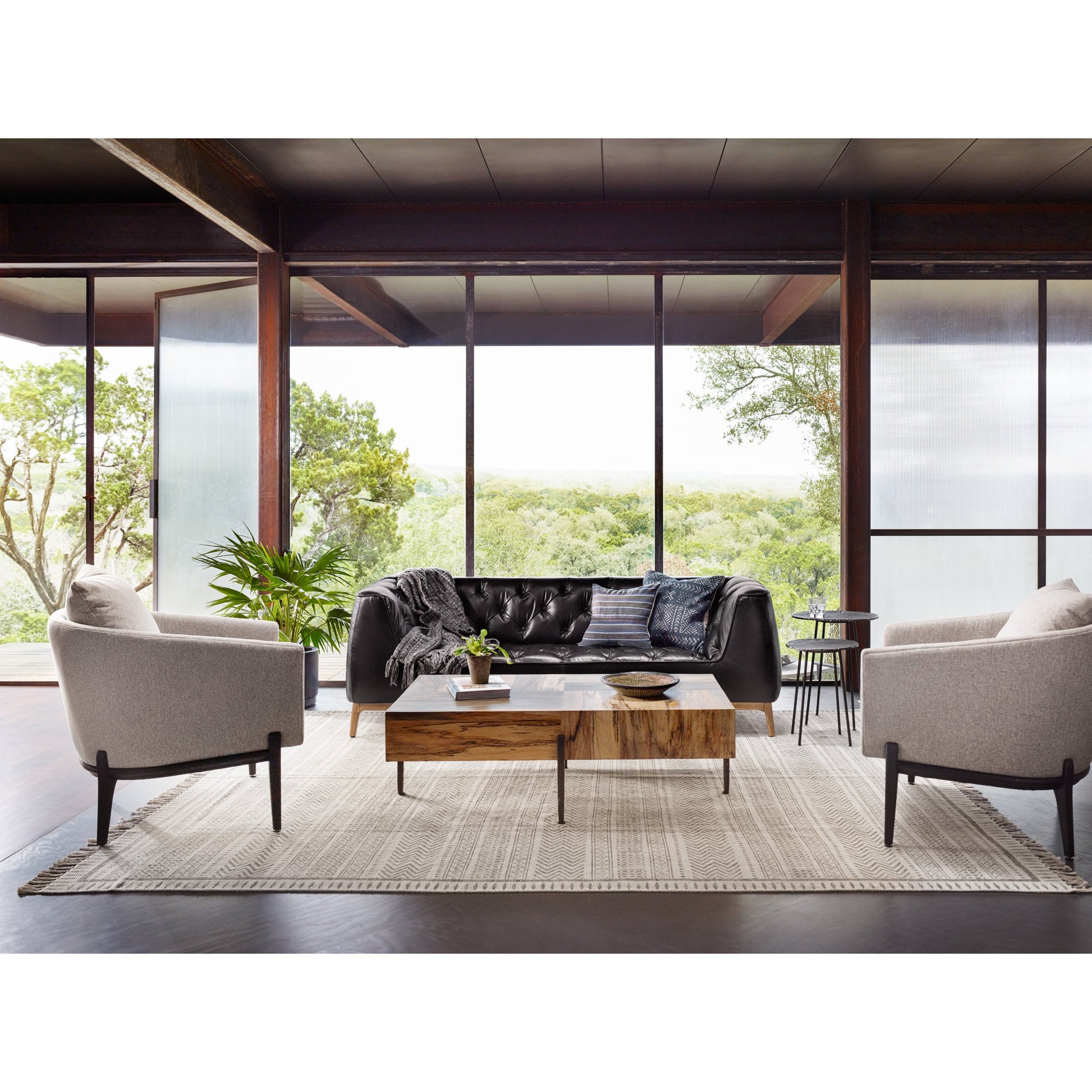 Copeland Chair by Four Hands in orly natural and black oak. Made from 100% polyester, solid oak in a transitional style.