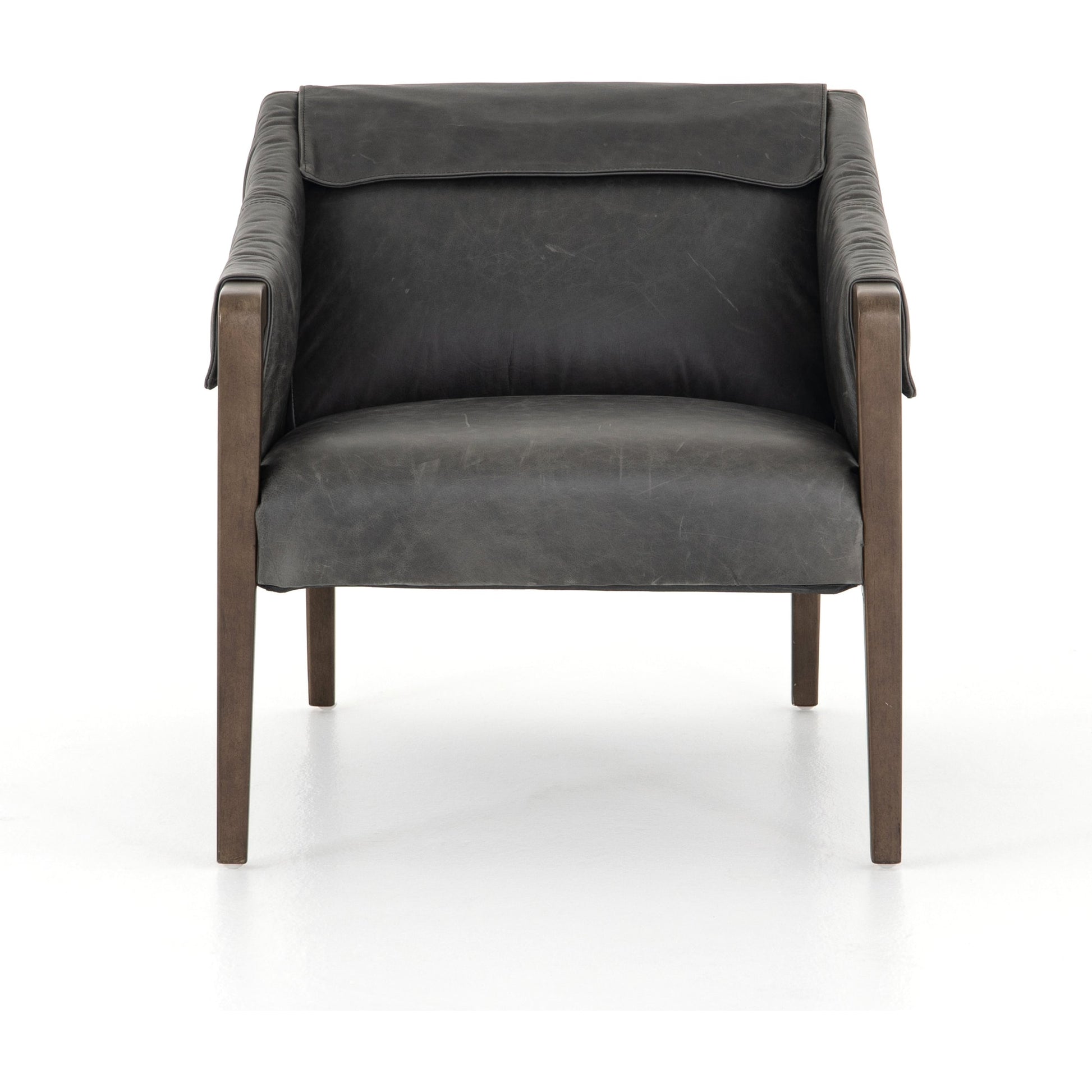 Bauer Chair by Four Hands in thames cream and distressed natural. Made from 66% polyester, 19% acrylic, 15% flax, linen, solid parawood, top grain leather in a modern style.