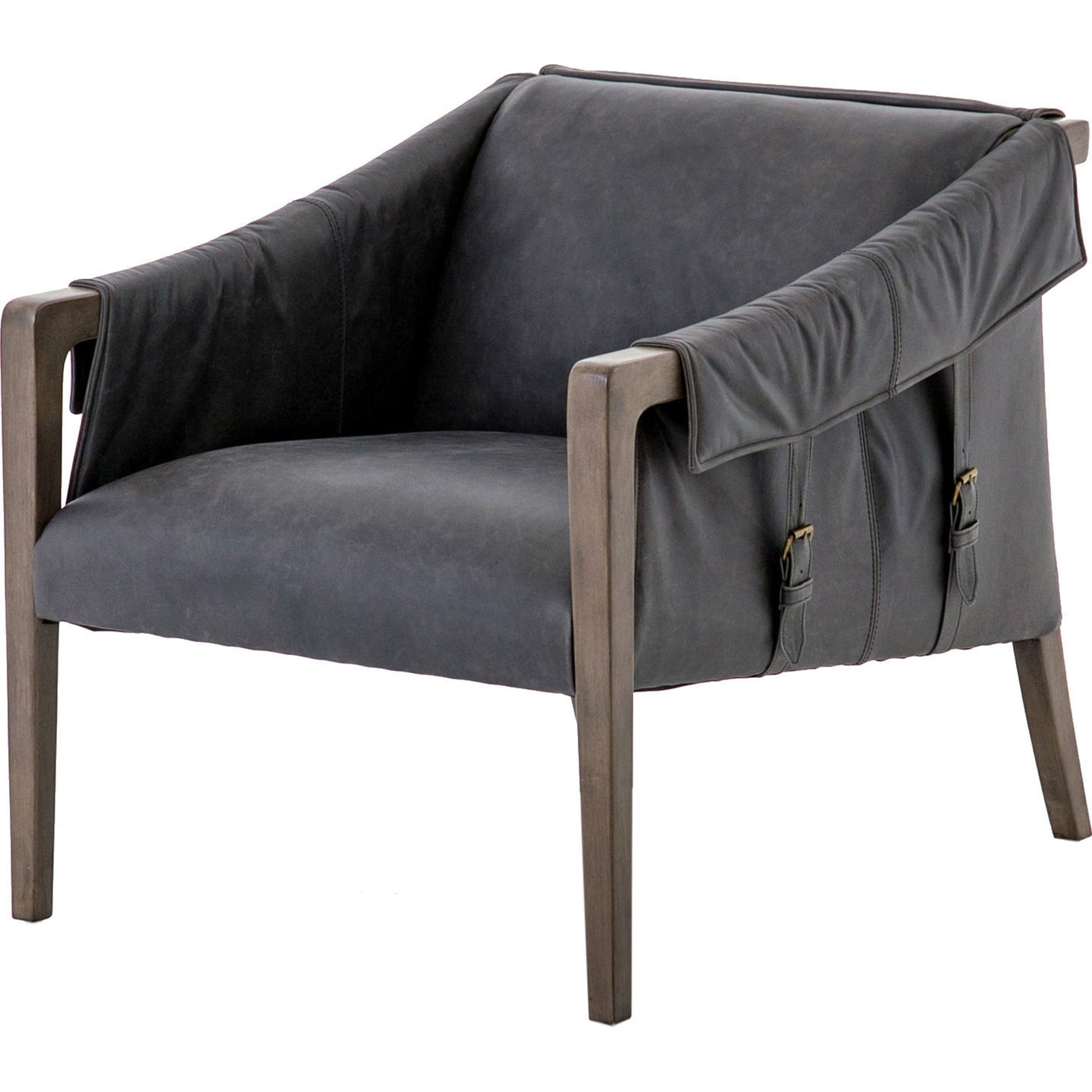 Bauer Chair by Four Hands in thames cream and distressed natural. Made from 66% polyester, 19% acrylic, 15% flax, linen, solid parawood, top grain leather in a modern style.