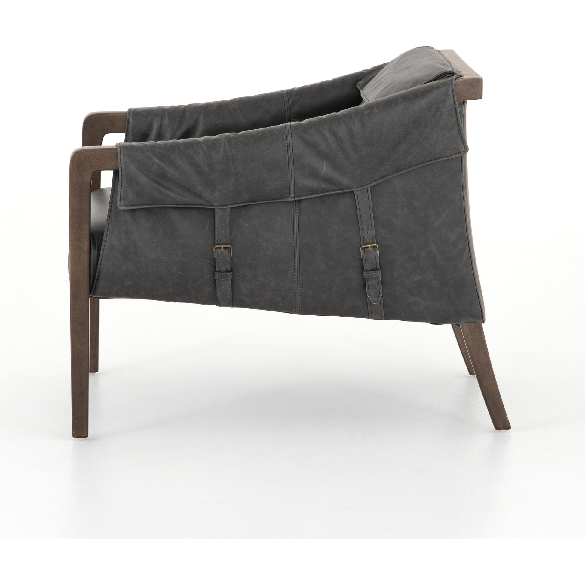 Bauer Chair by Four Hands in thames cream and distressed natural. Made from 66% polyester, 19% acrylic, 15% flax, linen, solid parawood, top grain leather in a modern style.