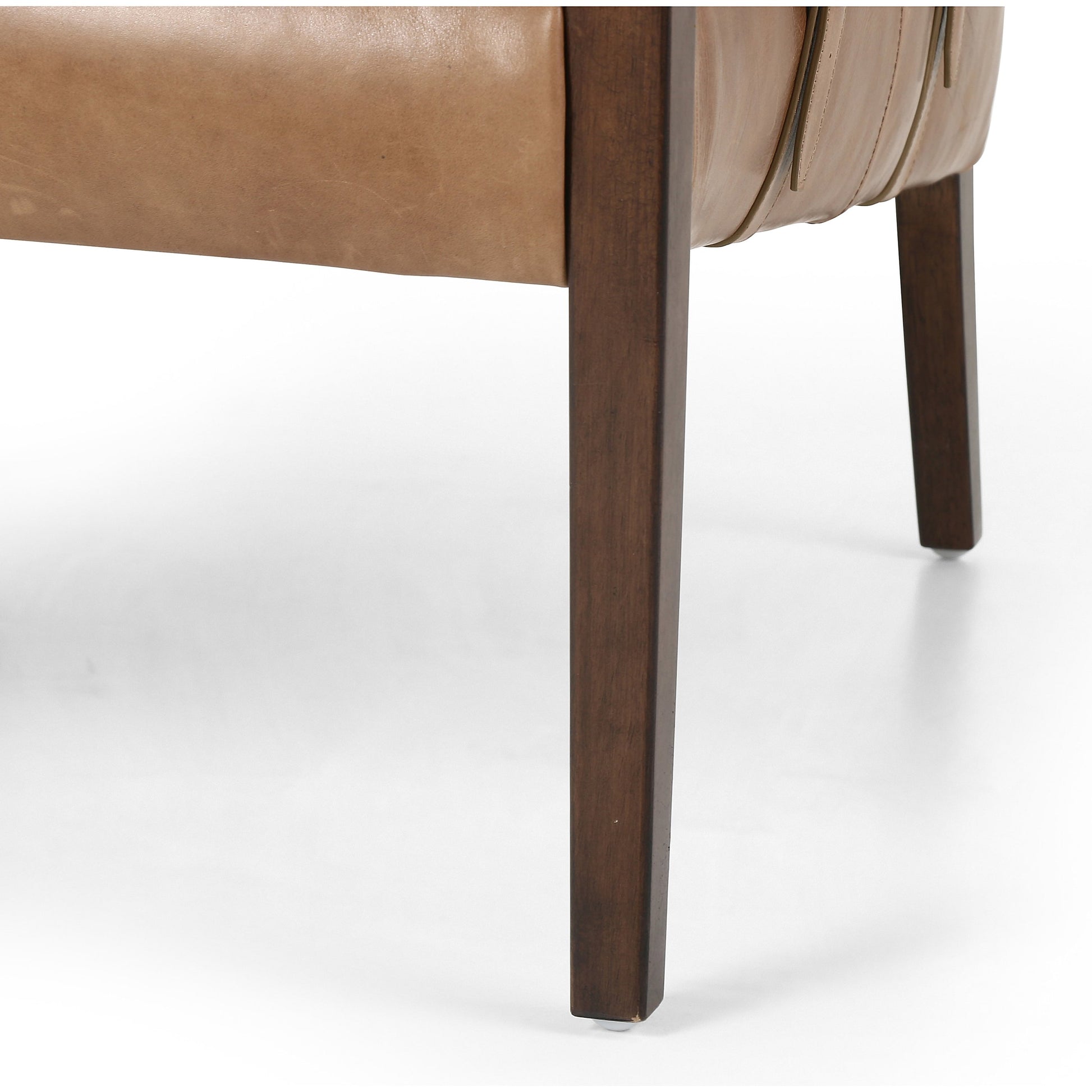 Bauer Chair by Four Hands in thames cream and distressed natural. Made from 66% polyester, 19% acrylic, 15% flax, linen, solid parawood, top grain leather in a modern style.