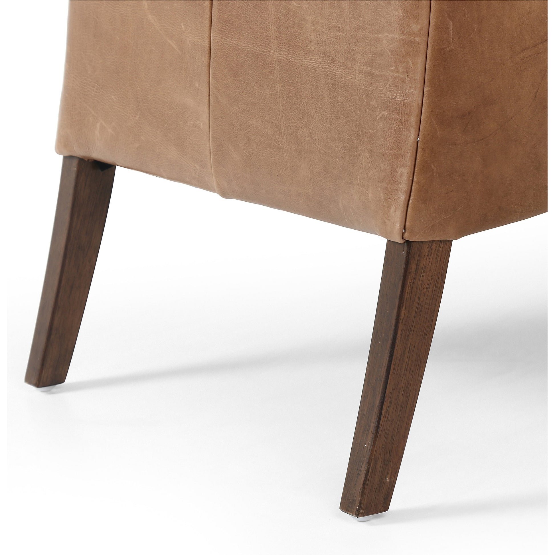 Bauer Chair by Four Hands in thames cream and distressed natural. Made from 66% polyester, 19% acrylic, 15% flax, linen, solid parawood, top grain leather in a modern style.