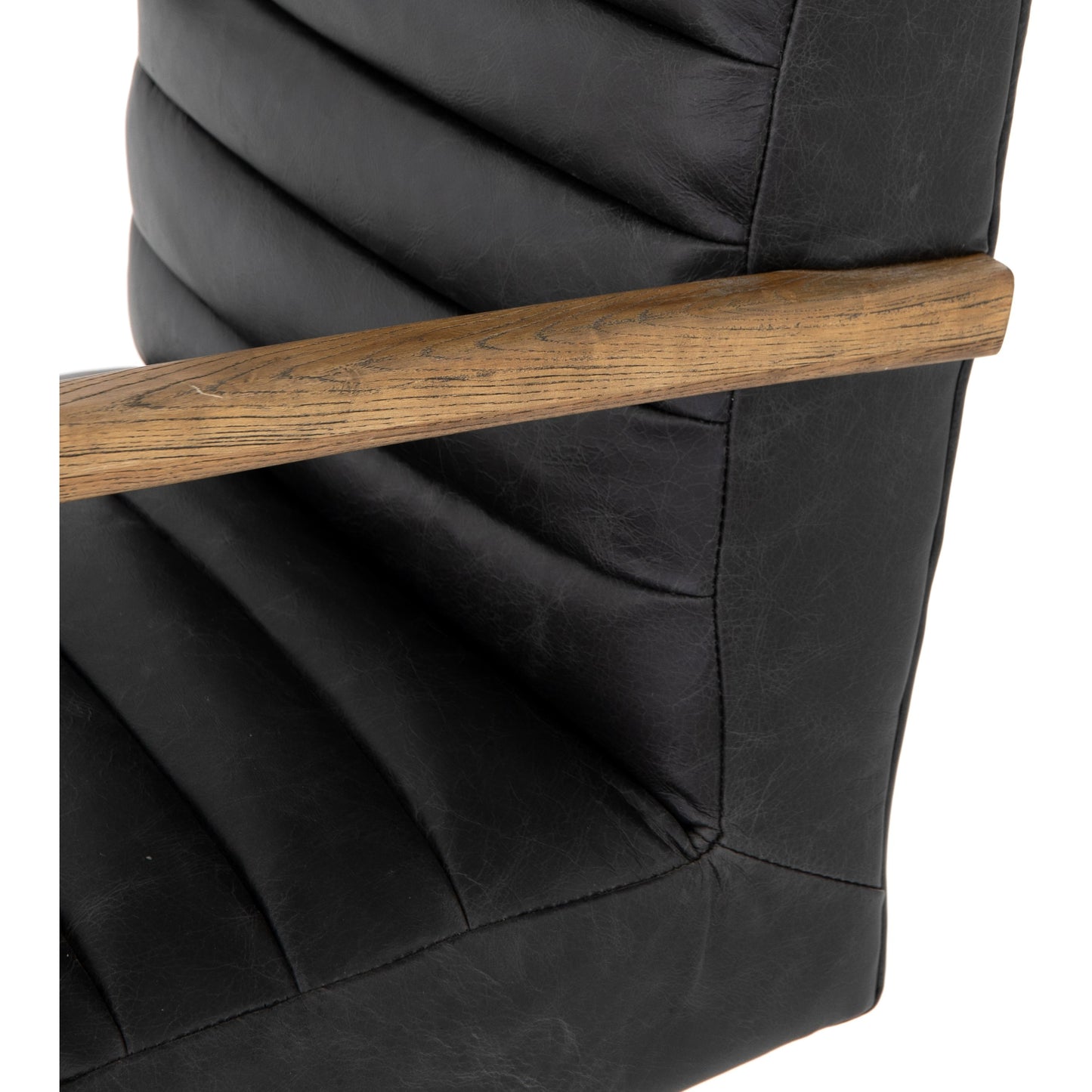 006 SR-809833 | Additional Silo | Bryson Channeled Desk Chair by Four Hands in durango smoke and toasted nettlewood, stainless steel. Made from top grain leather, stainless steel, solid nettlewood in a modern style.