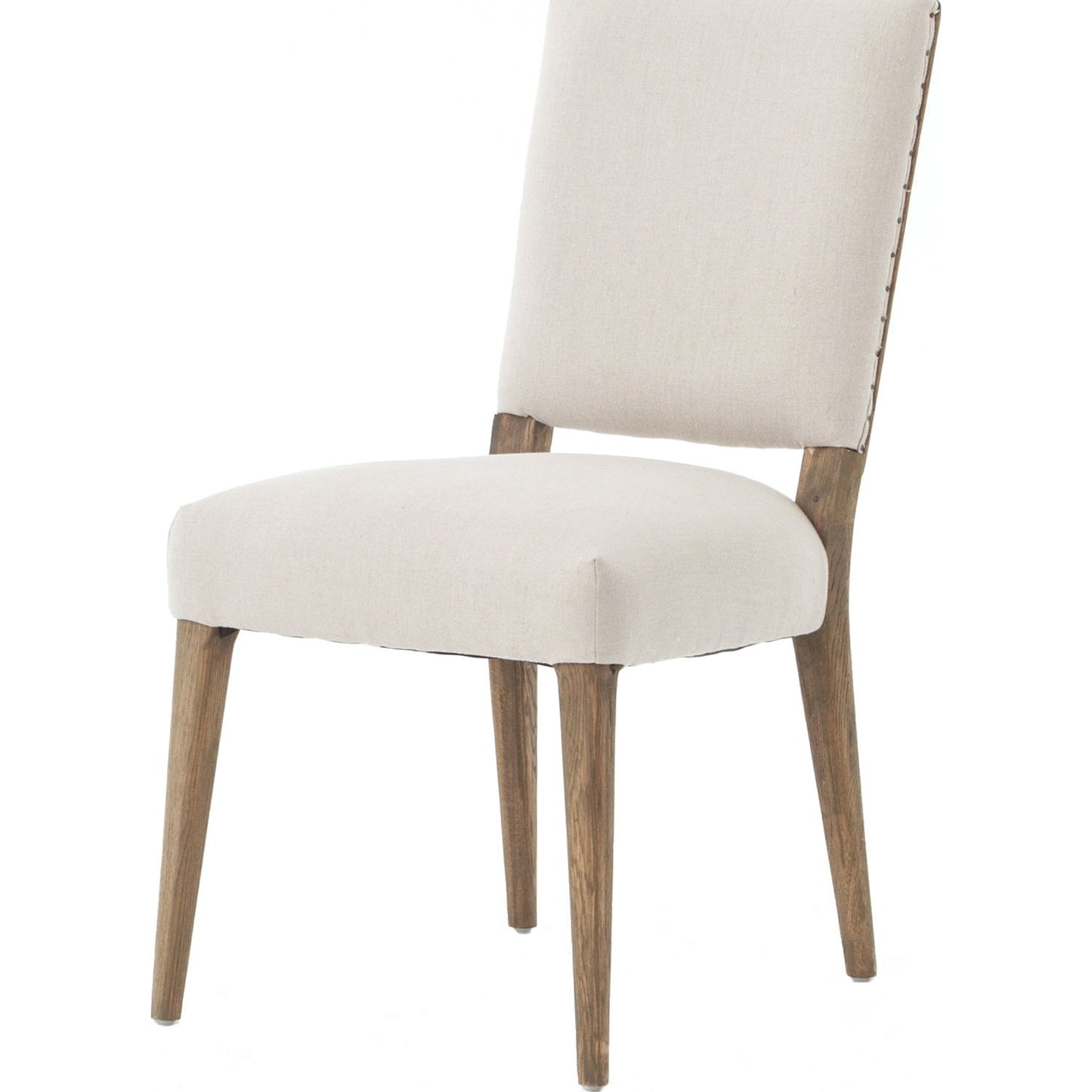 000 S-258339 | Primary Silo | Kurt Dining Chair by Four Hands in dark linen, dark oak and dark linen, dark nettlewood, shoe nail. Made from 100% flax, linen, solid nettlewood, iron in a cottage & farmhouse style.