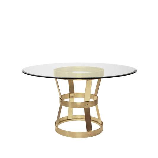 001 SR-841714 | Additional Silo | Cannon Dining Table Base by Worlds Away in antique brass, clear. Made from metal, glass in a modern style.