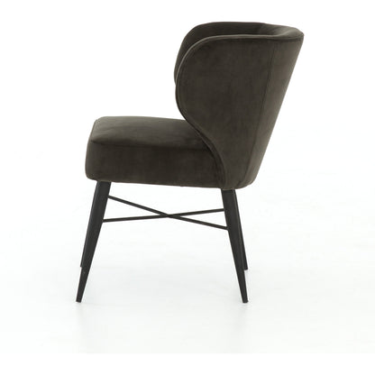 Arianna Dining Chair by Four Hands in bella smoke, midnight iron. Made from 100% polyester, iron in a modern style.