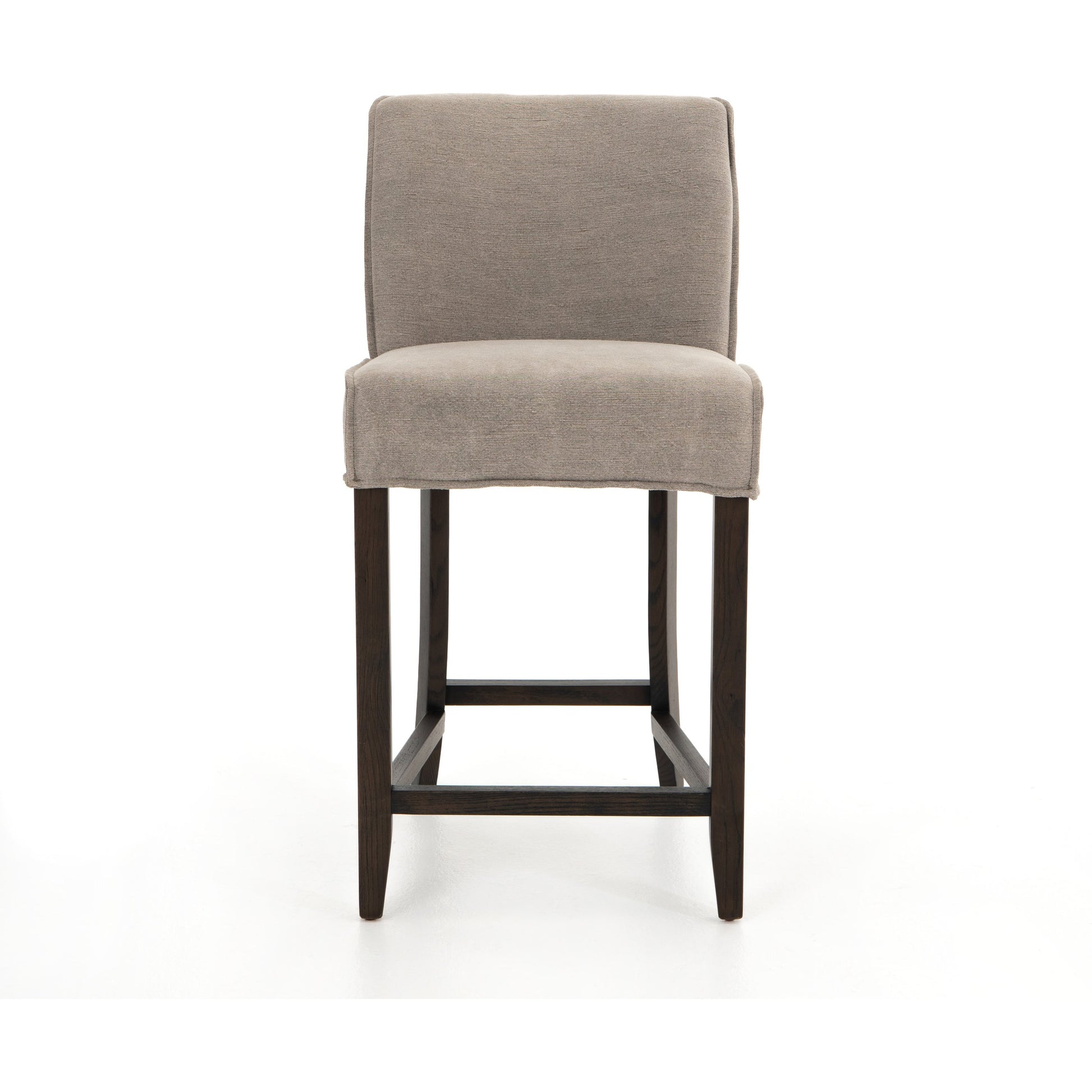 Aria Counter Stool by Four Hands in sienna chestnut. Made from top grain leather, solid nettlewood, 100% polyester in a modern style.