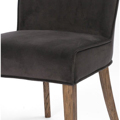 Aria Dining Chair by Four Hands in sienna chestnut, warm nettlewood and sienna chestnut. Made from top grain leather, solid nettlewood, 100% polyester in a modern style.