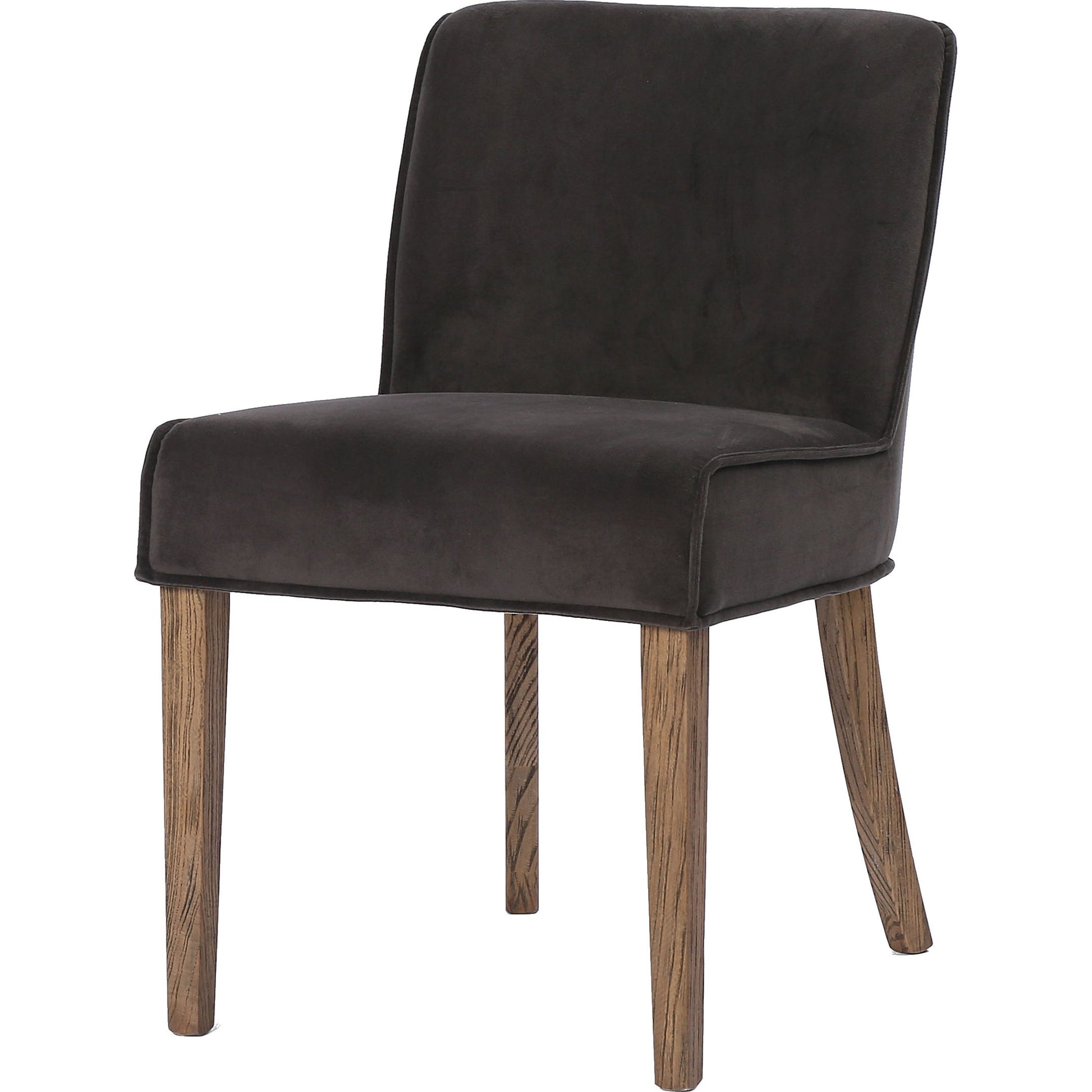 Aria Dining Chair by Four Hands in sienna chestnut, warm nettlewood and sienna chestnut. Made from top grain leather, solid nettlewood, 100% polyester in a modern style.