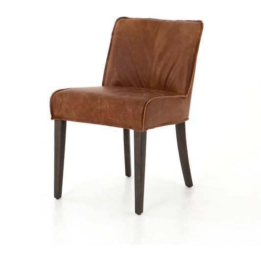 001 SR-711563 | Additional Silo | Aria Dining Chair by Four Hands in sienna chestnut, warm nettlewood and sienna chestnut. Made from top grain leather, solid nettlewood, 100% polyester in a modern style.