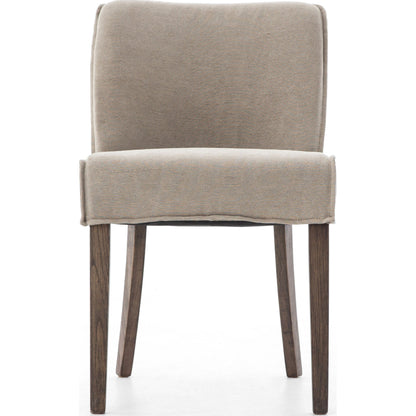 Aria Dining Chair by Four Hands in sienna chestnut, warm nettlewood and sienna chestnut. Made from top grain leather, solid nettlewood, 100% polyester in a modern style.