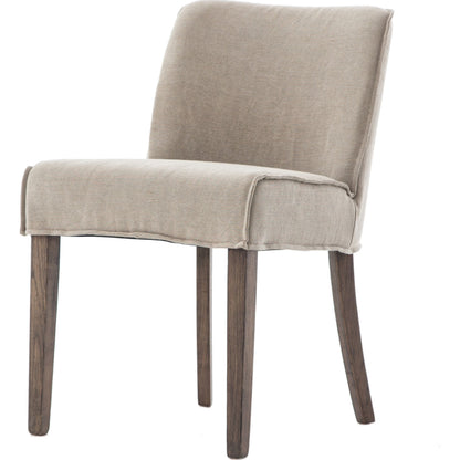 Aria Dining Chair by Four Hands in sienna chestnut, warm nettlewood and sienna chestnut. Made from top grain leather, solid nettlewood, 100% polyester in a modern style.