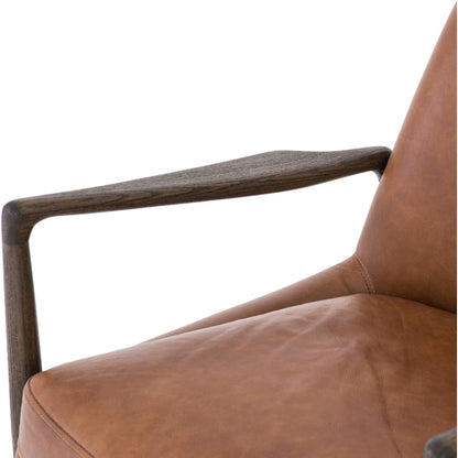 Braden Chair by Four Hands. Made from top grain leather, solid oak, 100% polyester in a modern style.