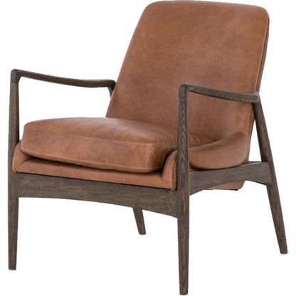 Braden Chair by Four Hands. Made from top grain leather, solid oak, 100% polyester in a modern style.