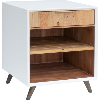 Casablanca Nightstand by LH Imports in rustic natural, white lacquer. Made from reclaimed pallet wood in a modern style.