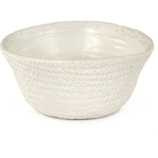 White Cross Weave Bowl by Zentique in matte white and ceramic. Made from ceramic in a cottage & farmhouse style.
