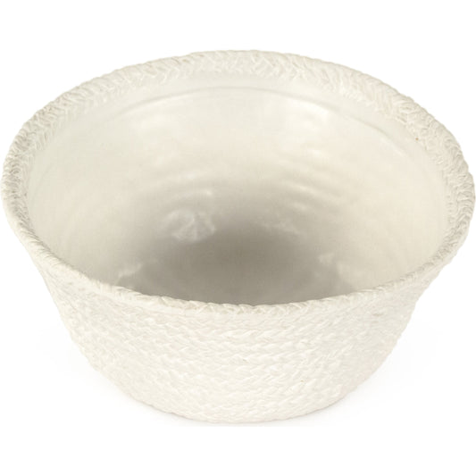 White Cross Weave Bowl by Zentique in matte white and ceramic. Made from ceramic in a cottage & farmhouse style.