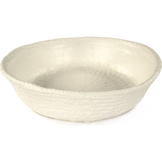 White Cross Weave Bowl by Zentique in matte white and ceramic. Made from ceramic in a cottage & farmhouse style.