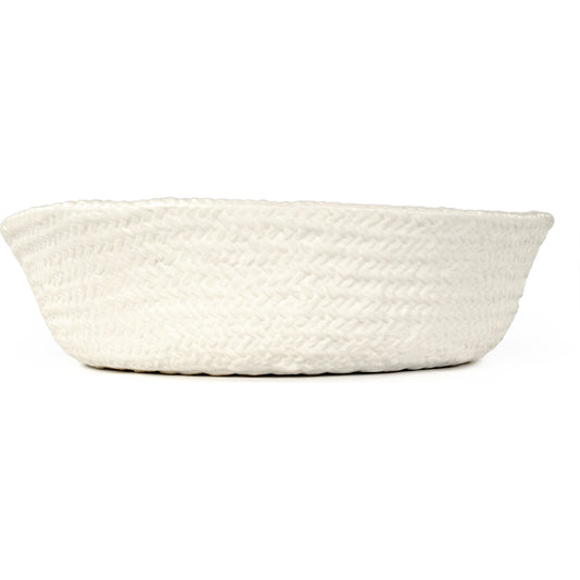 White Cross Weave Bowl by Zentique in matte white and ceramic. Made from ceramic in a cottage & farmhouse style.