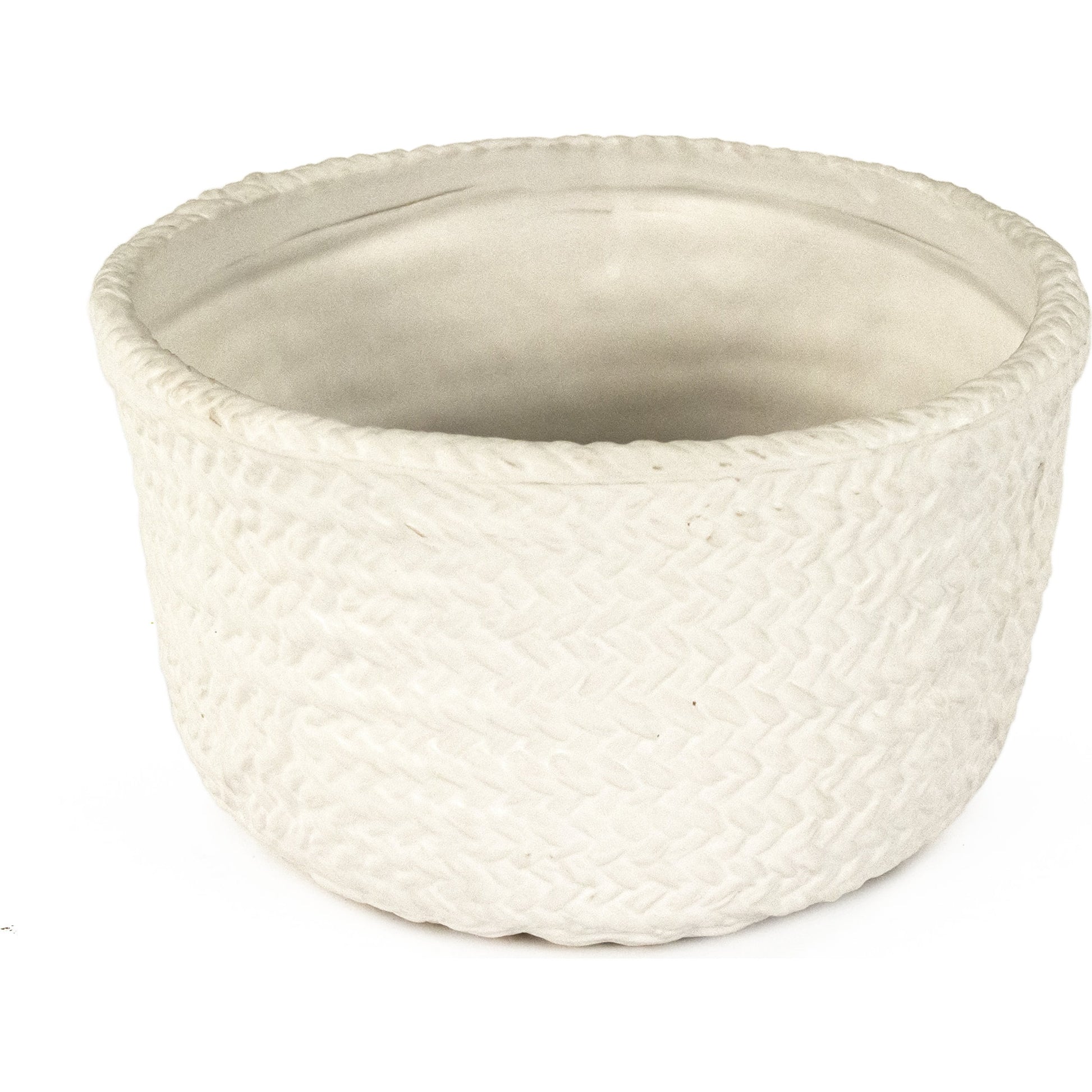 White Cross Weave Deep Dish Small by Zentique in matte white. Made from ceramic in a cottage & farmhouse style.