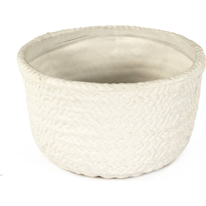 White Cross Weave Deep Dish Small by Zentique in matte white. Made from ceramic in a cottage & farmhouse style.
