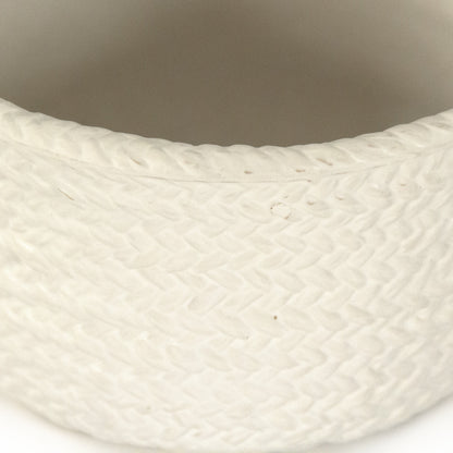 White Cross Weave Deep Dish Small by Zentique in matte white. Made from ceramic in a cottage & farmhouse style.