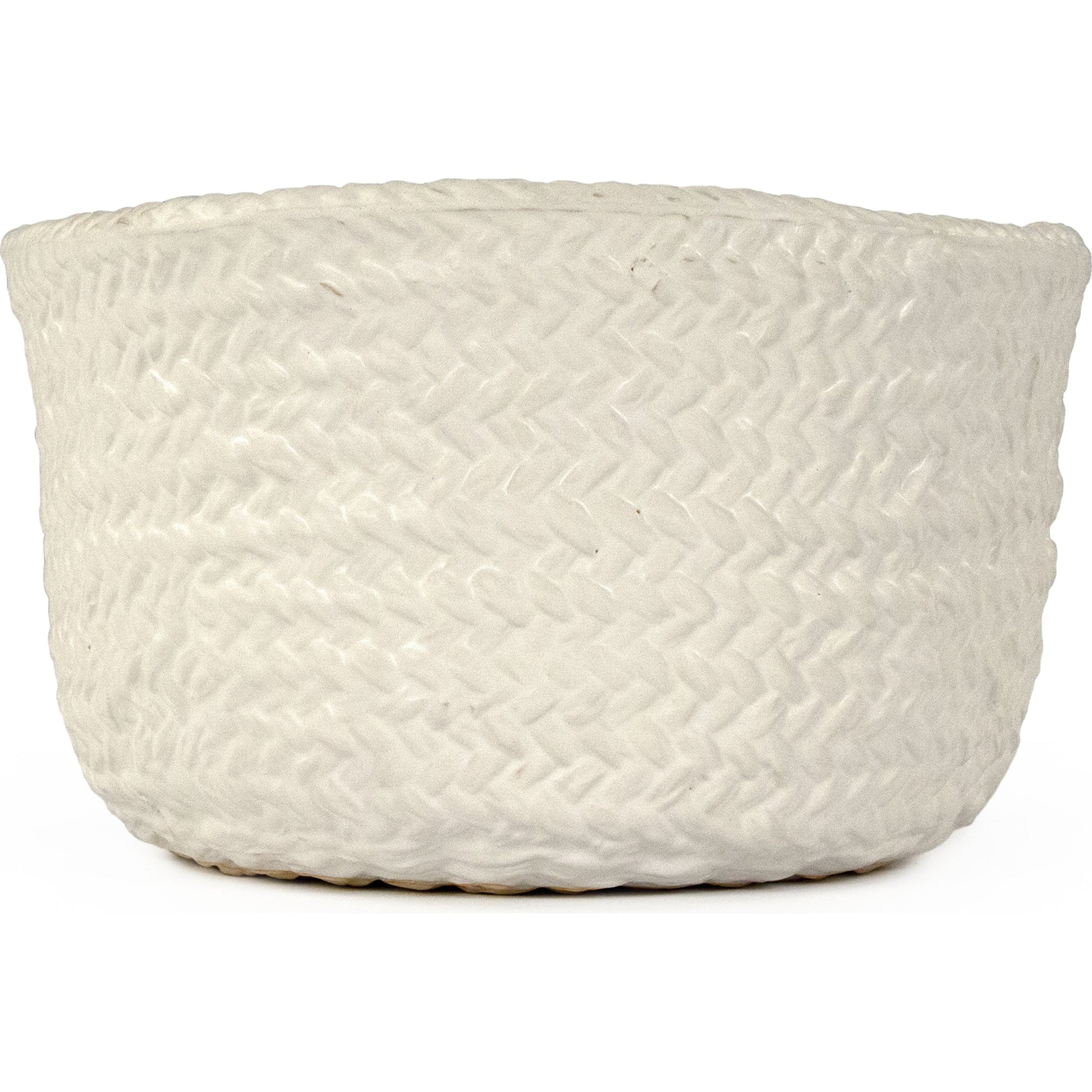 White Cross Weave Deep Dish Small by Zentique in matte white. Made from ceramic in a cottage & farmhouse style.