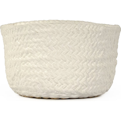 White Cross Weave Deep Dish Small by Zentique in matte white. Made from ceramic in a cottage & farmhouse style.