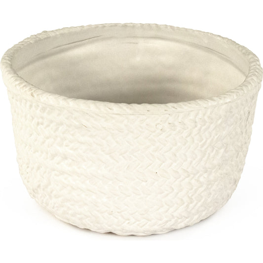 White Cross Weave Deep Dish Small by Zentique in matte white. Made from ceramic in a cottage & farmhouse style.