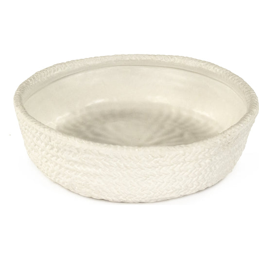White Cross Weave Deep Dish Large by Zentique in matte white. Made from ceramic in a cottage & farmhouse style.